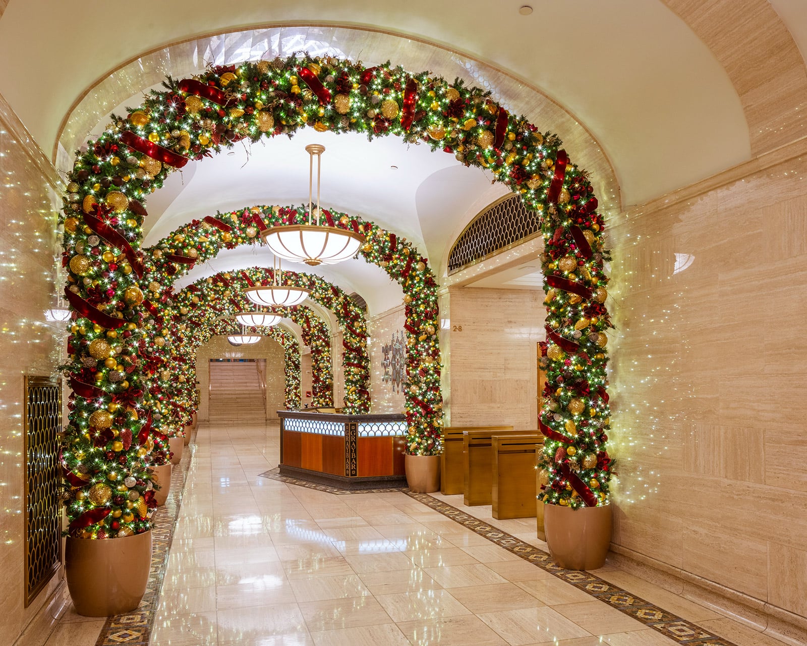 Cambridge residential lobby holiday decor for Brooklyn buildings